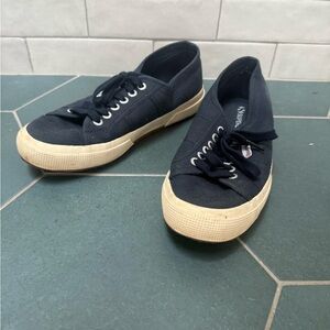 Superga Dark Canvas Sneakers with Light Soles